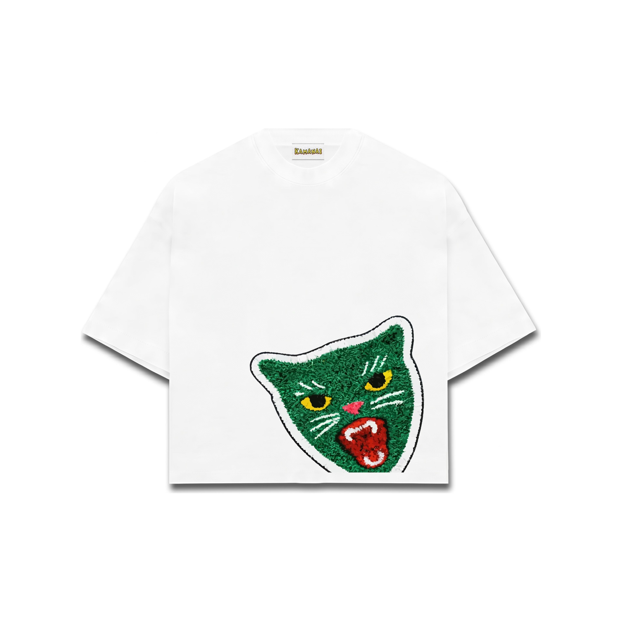 Kamanai Bottom Cut Cat Tee — Green