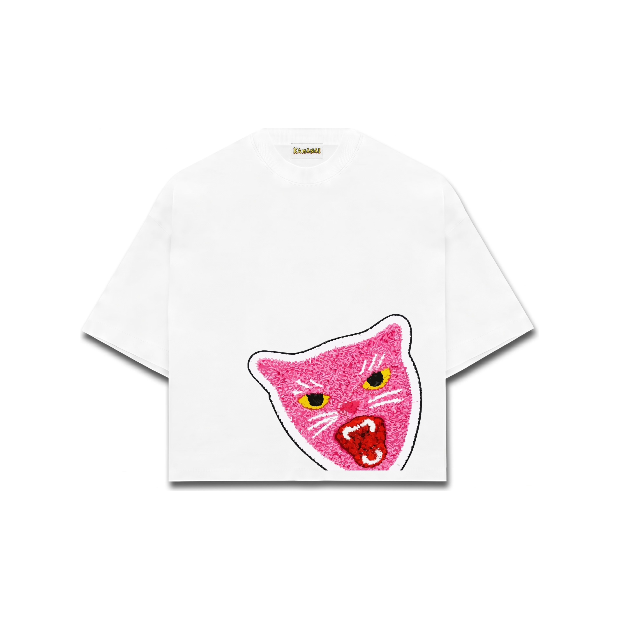 Kamanai Bottom Cut Cat Tee — Pink