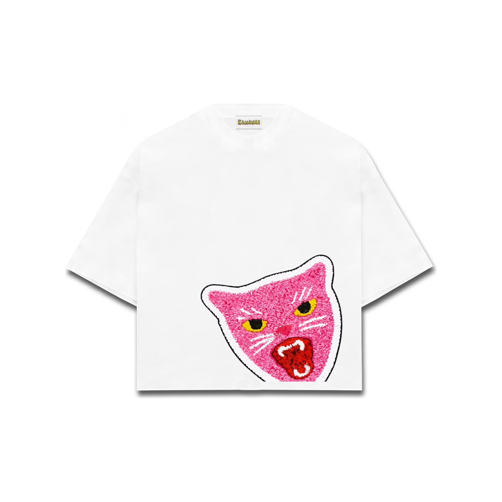 Kamanai Bottom Cut Cat Tee — Pink